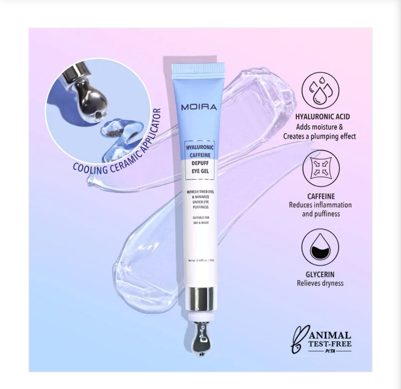 MOIRA Hyaluronic Caffeine Depuff Eye Gel