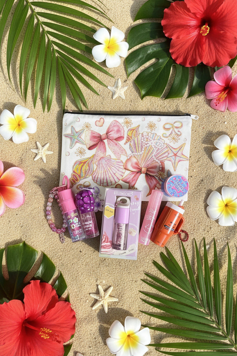 Kawaii Seashell Cosmetic Pouch 6 Lip Gloss Bundle - Pick Your Own on Tiktok Live